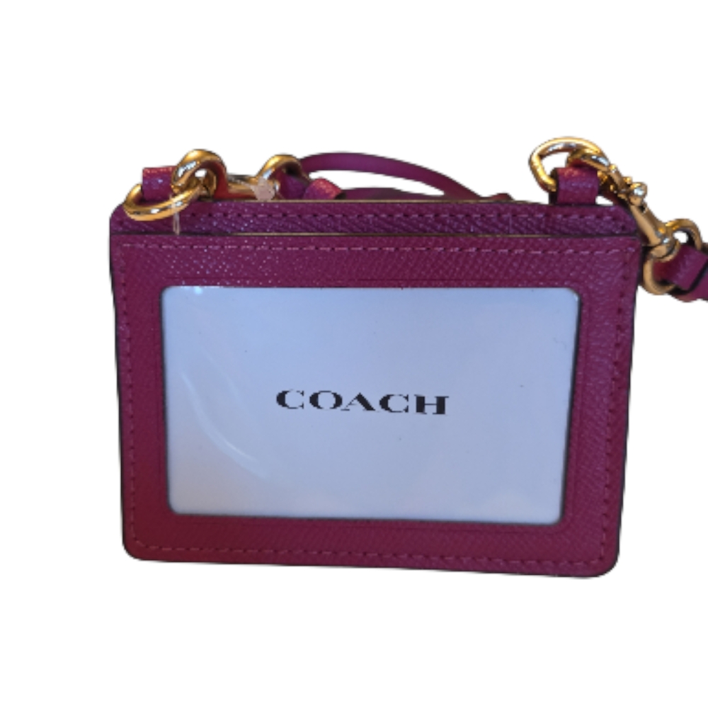 COACH Flap Card Case On Lanyard Leather Crossbody Wallet - Picture 2 of 8